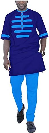 Piese casual pentru bărbați îmbrăcăminte africană dashiki tops pantaloni 2 piese set de cămăși ankara bluză bluză