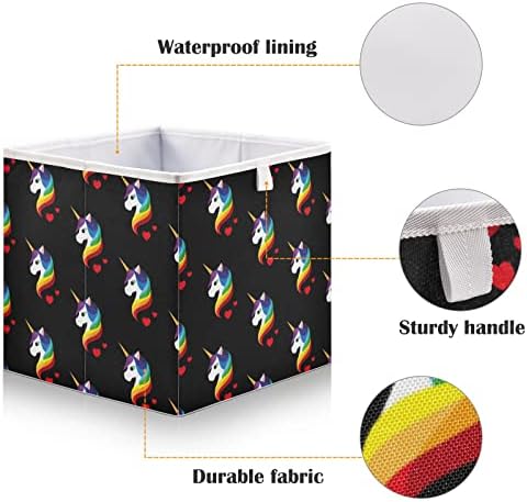 Emelivor Unicorn colorat coș de depozitare cub negru coșuri de depozitare pliabile coș de jucărie impermeabil pentru organizator