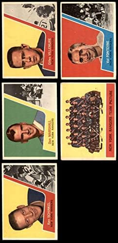 1963-64 Topps New York Rangers lângă Team Set Rangers - Hockey 3.5 - VG+ - cărți de hochei slabbed