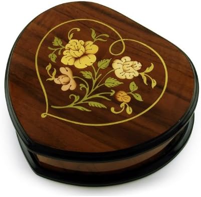 Cutie de bijuterii pentru muzică cu incrustații florale în formă de lemn exclusiv - multe melodii de ales - Clair De Lune