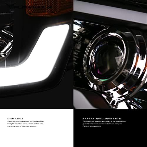 Alpha Owls 8710111 proiector faruri cu bara de lumină LED albă - Chrome Amber se potrivește 2004-2008 Ford F150 / 2006-2008