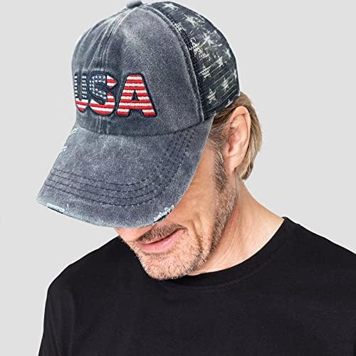 Pălărie de steag American Unisex broderie Vintage spălată șapcă de Baseball din bumbac în dificultate reglabilă SUA Pălărie