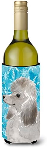 Caroline's Comorsures BB9455Literk Grey Grey Standard Poodle Winter Wine Bottle Hugger, Sticlă cu mânecă răcoritoare Hugger