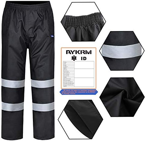Aykrm 4 culori Pantaloni de ploaie de siguranță reflectoare vizibilitate ridicată pantaloni de ploaie impermeabil