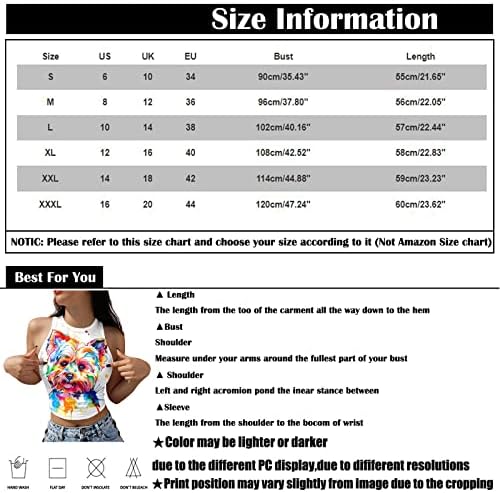 UQRZAU pentru femei 2023 Topuri fără mâneci de vară Modă pictat pentru câine tipărit Tricou Tricou Blaturi de top
