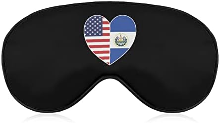 El Salvador și America Flag Flag Heart Sleep Eye Masca moale Funny Eye Shade Blindfold Eye Cover Masca de somn pentru călătorie