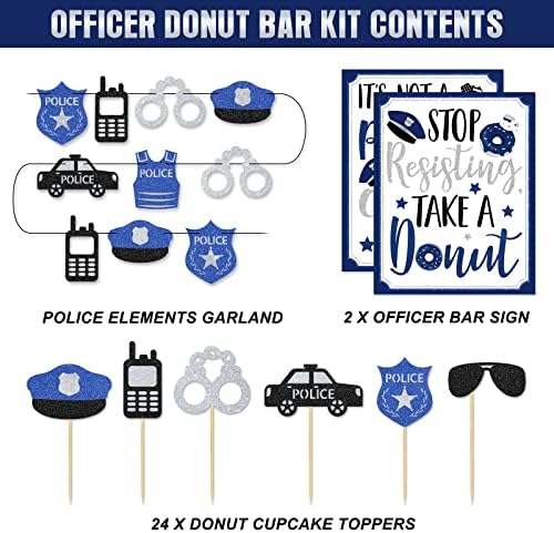 Levfla ofițer gogoasa Bar Decor Kit de poliție Banner partid până când polițiștii au apărut tabelul semn gogoasa desert alimente