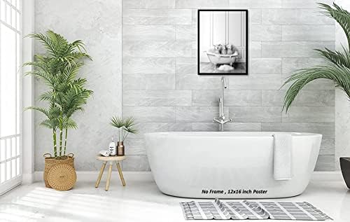 Băi amuzante pentru fermă decor de oaie poster de oaie - decor de perete de baie, decor de baie alb -negru, decor de perete