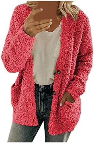 Femei fuzzy fuzzy Fleece Open Cardigan Front Cardigan confortabil și elegant, cu mânecă de iarnă caldă, cu mânecă lungă cu