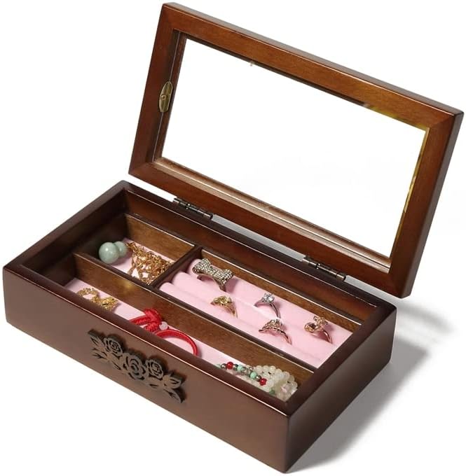 Zym205 manșete cu inel afișaj cutii cadou cutii din lemn pictate bijuterii Organizator de depozitare cutie mică bijuterii