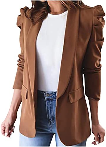 Blazere Casual de toamnă 2022 pentru femei Jachetă cu rever Cu mânecă lungă puf deschis față costum de lucru jachete de Blazer