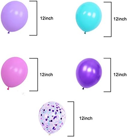 Mermaid baloane 50 Pack, 12 Inch lumina violet baloane Seafoam Albastru Latex baloane cu Confetti balon pentru Unicorn Party