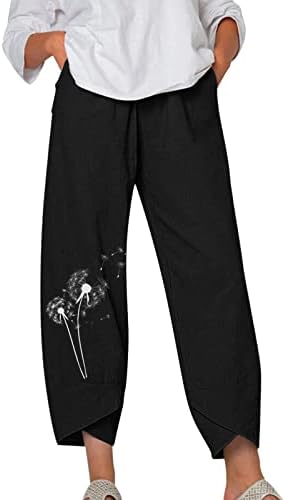 Pantaloni de lenjerie de vară pentru femei elastice cu talie de bumbac pantaloni de pijama solid de culoare solidă pantaloni
