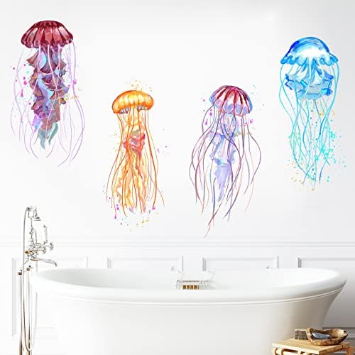 RoyoLam colorat Jellyfishes frumos perete Decal pepinieră mare animale marine Organism perete autocolant detașabil coaja și