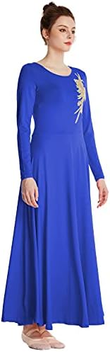 Rexreii pentru femei cu mânecă lungă costum laudă dans liturgic rochie aplicare aplicare pentru adulți rochie de cor de sărbătoare lirică