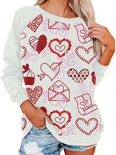 Jjhaevdy femei adoră inima hanorac grafic cu mânecă lungă fericită cămăși de Ziua Îndrăgostiților Valentine Tops Haine