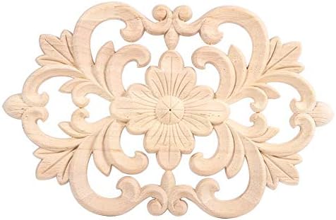 Meșteșuguri de aplicare din lemn topincn, floare de flori nevopsite din lemn sculptat pentru pedimentele de perete pedimente