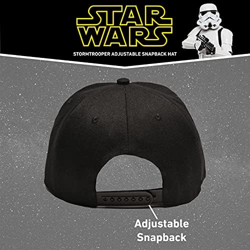 Disney Mens Star Wars logo brodat și Stormtrooper peste tot Pălărie de Baseball Snapback reglabilă cu margine plată alb negru