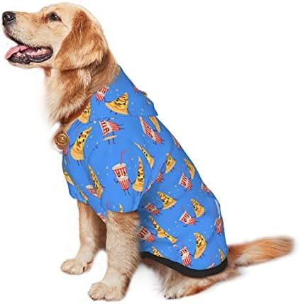 Hoodie mare pentru câini amuzant-Cocktail-and-Slice-Pizza pulover pentru haine pentru animale de companie cu pălărie Soft Cat