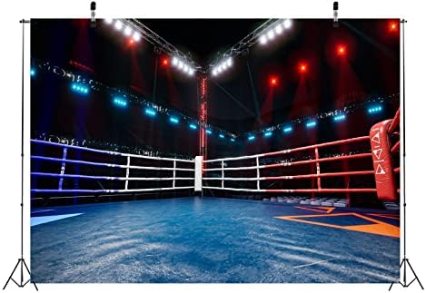 BELECO 5x4ft Fabric Boxing background Boxing Ring Boxing Arena Stage Lights sport Photo Background Boxing Party Decorations