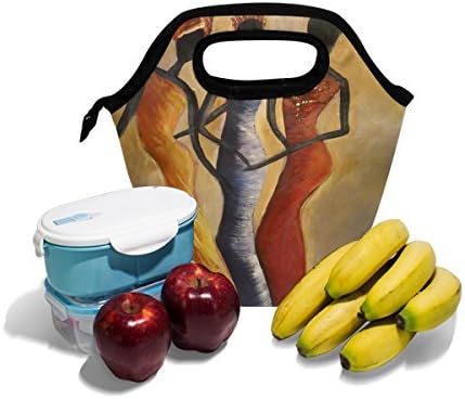 HEOEH femei africane pictura prânz sac Cooler Tote sac izolate fermoar prânz cutii Geantă de mână pentru birou școală în aer liber