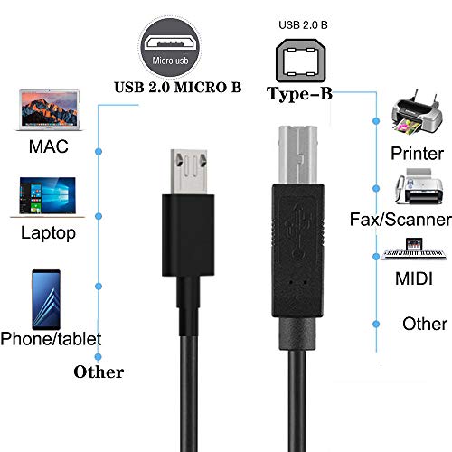 Guangmaobo Micro USB la cablu de imprimantă USB 2.0 până la USB Tip B Cable, Android Phone PC la imprimantă de cablu imprimantă,