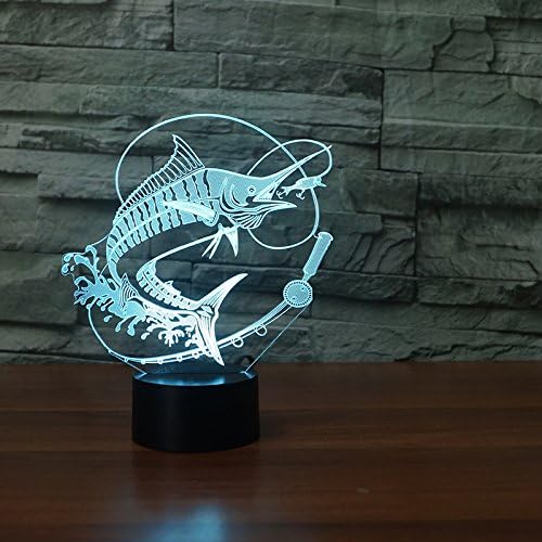 3d pește noapte lumină tactilă comutator decor de masă birou de iluzie optică 7 lumini de schimbare a culorilor lămpi de masă