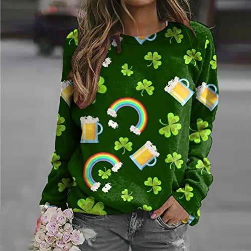 ST Patricks Day Shirt Women Plus Size Spring Tops Graphic Tricouri Grafică Panouri de Crewneck Comfy Cutre Kawaii Îmbrăcăminte
