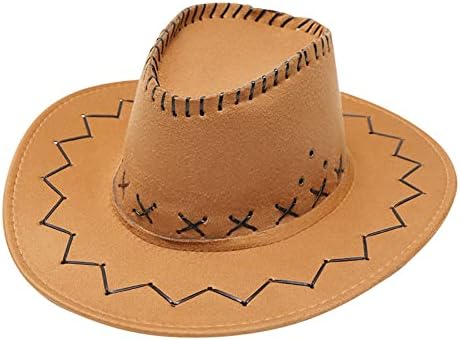 Stil occidental Sun Travel Cap Western Hat Cowboy Hat pentru femei bărbați Western Sun Hat Wide Bors vara centura Pălării