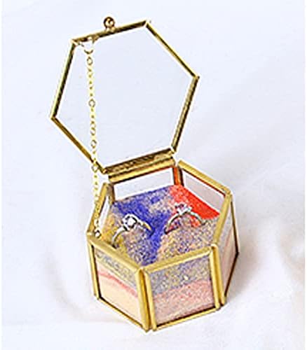 FTOF sticlă vintage bijuterii caseta de aur Geometrice Bijuterii display Organizator inel Cercel Keepsake Box Case home decorative