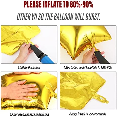 Prasacco 9 PC -uri baloane stelari de lună balon de aur folie de aur și stele baloane metalice stele lungi decorațiuni pentru