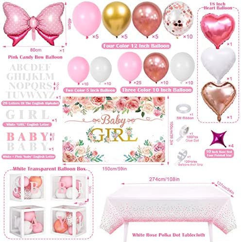Winrayk 145pcs baby Shower decoratiuni Pentru Fata Baby cutii cu litere, Rose Gold baloane roz Garland fundal fata de masa
