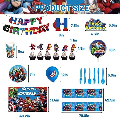 150 buc Superhero Blue Theme Birthday Party consumabile pentru băieți și fete decor cu balon de plante,veselă,ceașcă de hârtie,