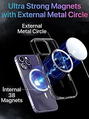 Unquestar Magnetic Clear iPhone 14 Pro Max Carcasă-Cristal Clear Proiectat cu Magsafe Protection Drop Protection Anti-galben rezistent la zgârieturi rezistente la zgârieturi, cu copertină pentru iPhone 14pro Max Transparent 6,7 inch