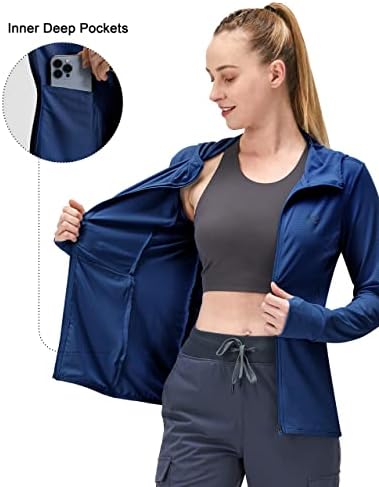 Femei UPF 50+ UV Protecția Sun Îmbrăcăminte SPF Cămașă cu mânecă lungă pentru femei cu jachetă în aer liber de drumeție în