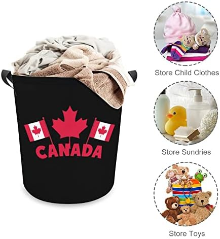 Steaguri de Ziua Canadei coș de rufe pliabil coș de rufe cu mânere coș de spălat sac de haine murdare pentru cămin, familie