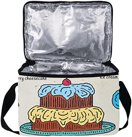 GUEROTKR geanta de prânz pentru femei,cutie de prânz pentru bărbați, pungă izolată pentru prânz, model de mâncare colorată