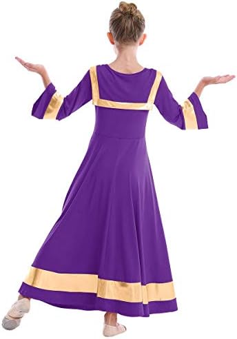 Ibakom pentru copii fete în cult închin rochie liturgică dans rochie de dans metalică potrivită costum de tunică de îmbrăcăminte