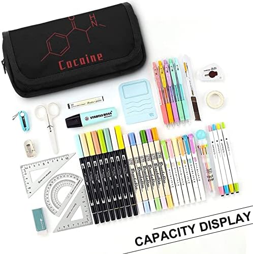 Cocaină Formula Creion Carcasă Double Zip Pen Bag cu o capacitate mare de stilou Geantă de papetărie pentru birou pentru acasă