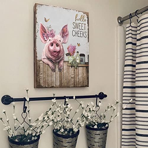Porci decor de baie arta perete amuzant porci roz poze perete decor animale de fermă pictură vintage pictură pentru baie toaletă