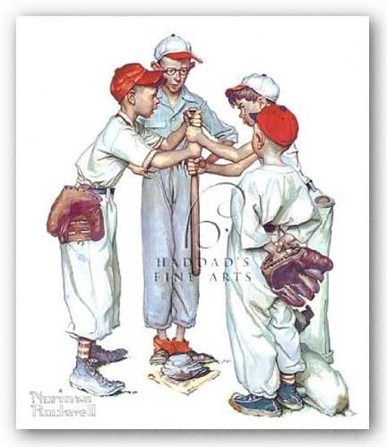 Choosin 'Up de Norman Rockwell, Four Sporting Boys Series Series Baseball Art Poster 11x14