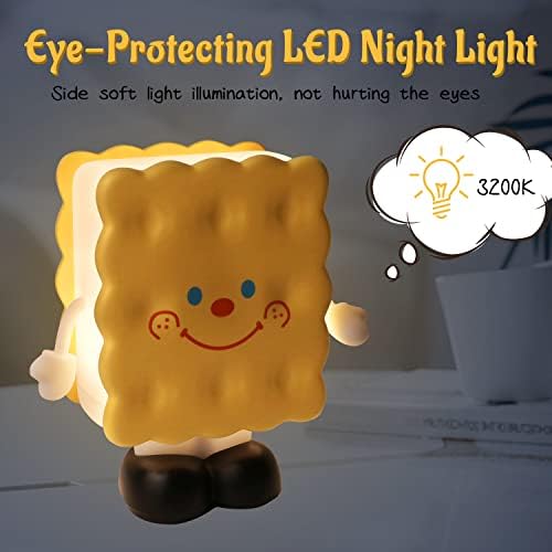 SALUTOKE Cookie Night Light cadou pentru copii: lampă de noapte Cracker cu lumină caldă de 3200k luminozitate reglabilă, lumini