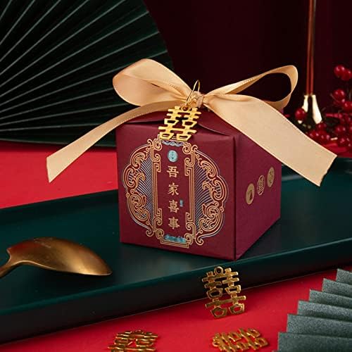 Yesbay cutie de bomboane stil chinezesc cutie de bomboane de nuntă Cadouri de nuntă cutie portabilă de ambalare de bomboane