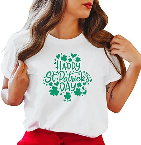 Saint Patricks Zi Tricou Femei Culoare Solidă Amuzant O Gât Supradimensionate Cadou Norocos Bluze