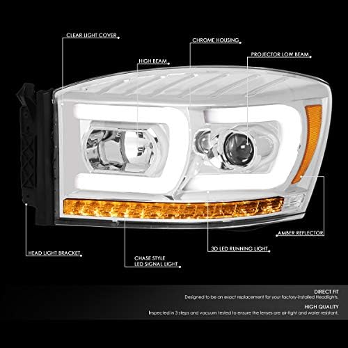 Dual LED DRL semnal secvențial crom Amber Corner proiector faruri + set de instrumente compatibil cu Dodge Ram Truck 06-09