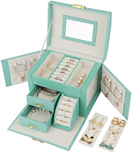 Cutii de bijuterii pentru femei și fete, carcasă de bijuterii pentru călătorii multifuncționale cu oglindă, pentru brățări