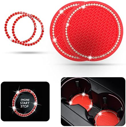 Suport pentru pahare Coastere pentru Mașină, buton de pornire a mașinii inel Bling Universal accesorii auto pentru vehicule
