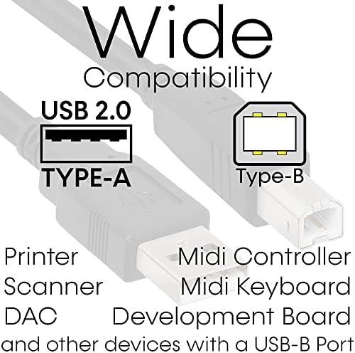 Cmple - USB Printer Cable 3ft Male to Male USB 2.0 A to B Cable USB tip B Printer Scanner Cable compatibil cu imprimanta cu