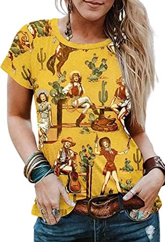 Femei Vest Desert Cactus T-Shirt Vintage Retro Apus De Soare Cactus Grafic Camasa Cowgirl Casual Bluza Topuri Tees