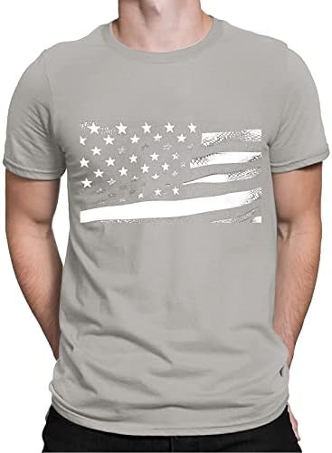 2023 Noua zi de independență a bărbaților Flag moale și confortabilă tricou de bumbac imprimat cu un antrenament cu gâtul alergat